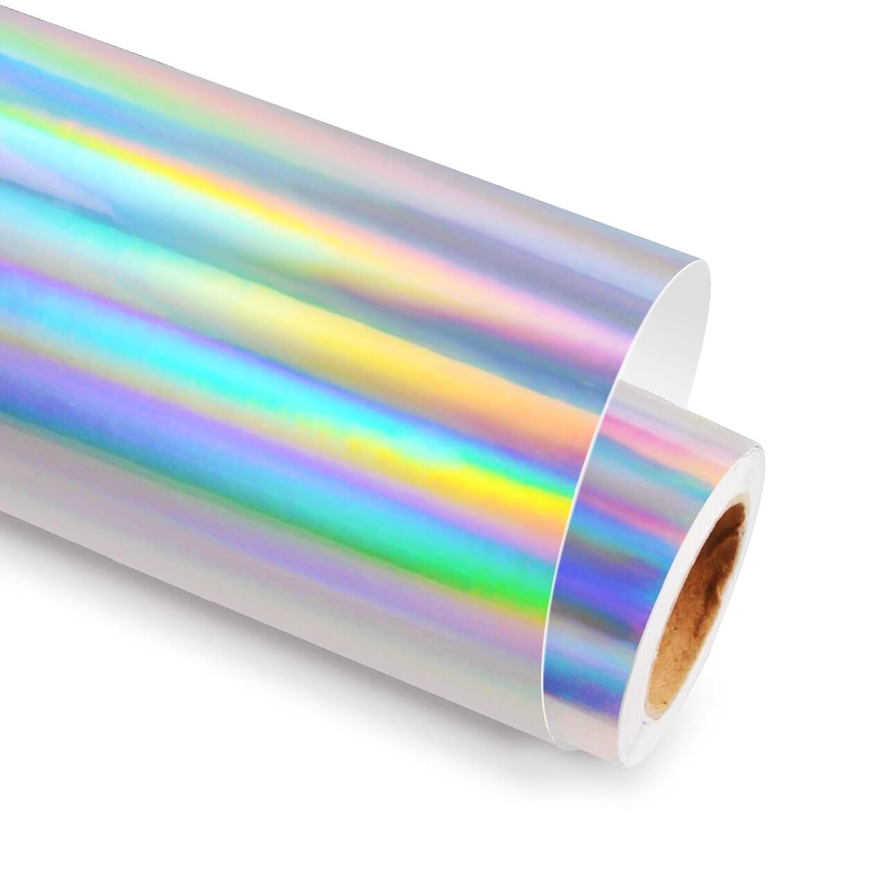 Sliver Holographic Vinyl,Holographic Silver Permanent Vinyl - 12" X 6FT Glossy Iridescent Sliver Permanent Adhesive Vinyl for Cricut,Waterproof Vinyl for DIY Crafts Decor